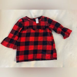 Carter's Kids Buffalo Plaid Holiday Girls Size 4/5 Long Sleeve Top